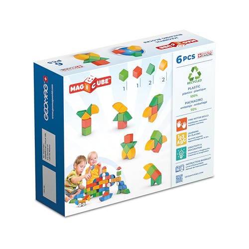 Image of Geomag Magnetic Toys | Magnets for Kids | 6 Pieces | Magicube Shapes Starter Set | Early Learning STEM Educational Building Blocks | Recycled Plastic | Ages 1-5