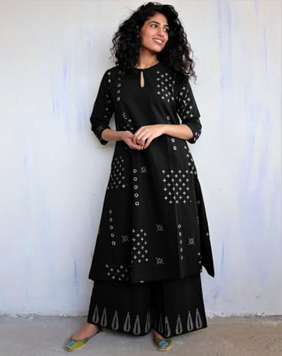 Image of GoSriKi Women Kurta Set | Rayon Viscose Printed A Line Kurta with Pant | Ethnic Wear for Women | Indian Casual Office Daily Summer Outfit