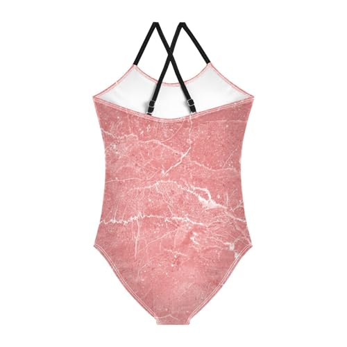 Pink Marble Stone with White Girl's Swimsuit 1 Piecing Toddler Swim Suits for Girls Teen Bathing2