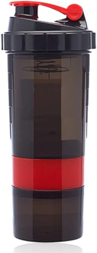 Vaso coctelero rojo y negro, compartimentos de almacenamiento múltiples, 17 onzas