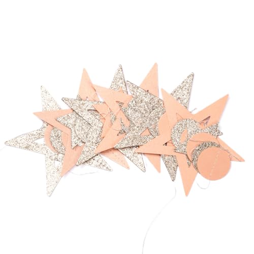 Image of Rose-Gold Peach Star Party-Decoration Garland Lasting Surprise | 52ft Twinkle Little Star Streamers,Girl Baby Bridal Shower Birthday Bachelorette Wedding Supplies Decor