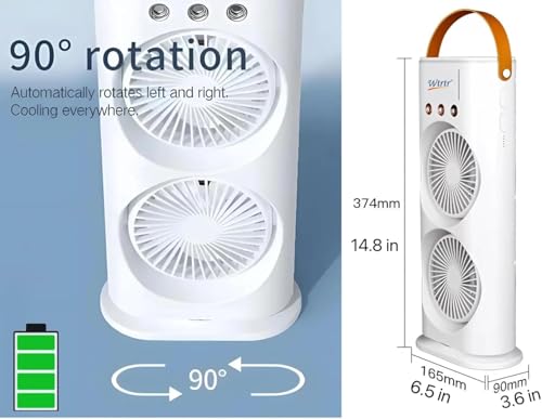 Image of efluky 4000mAh Double Ended Spray Fan, Cold Air, 2025 New 3 Gears USB Rechargeable with LED Light Cooler, Tower Air Coolers & Remote Control,Water Tank,Table fan for Home,Office (A-White)