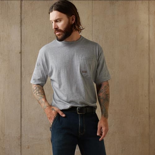 ARIAT Men's Rebar Cotton Strong American Outdoors T-Shirt, Navy Heather3