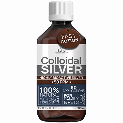 Colloidal Silver 50 PPM 500 ml ● For Humans & Dogs ● Highly Bio Active Hydrosol Silver Water for Best Results ● Carbon Neutral ● 100% Natural : 2 Ingredients