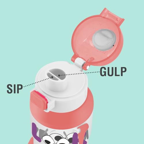 Image of Milton Steel Helio 400 Thermoware Water Bottle 370 ml with One Touch Safety Lock & Twin Lid Sip or Gulp, Long Hours Hot & Cold, Leak Proof, ISI Certified, PU Insulated, for Kids, Gym,School,Light Pink