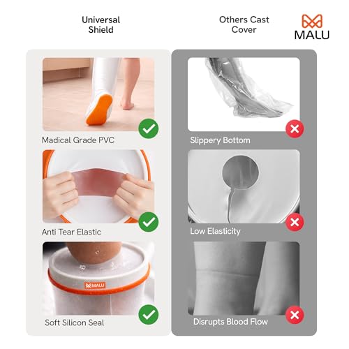 Image of 100% Waterproof Leg Cast Cover for Shower & Bath | Resuable Adult Cast Protector with Anti-Slip Bottom | Cast Covers for Shower Leg | Waterproof Shield for Showering After Surgery