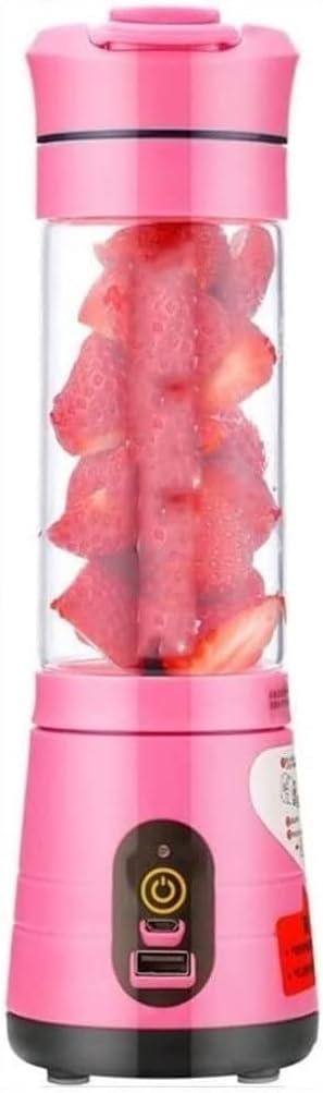 Portable Blender for Shakes and Smoothies, Personal Size Blender with USB Rechargeable, Mini Portable Blender Cup for Travel Sports Kitchen Gym (Color : Pink)