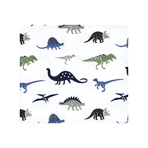Image of Hudson Baby Unisex Baby Cotton Flannel Receiving Blankets, Blue Green Dino, One Size