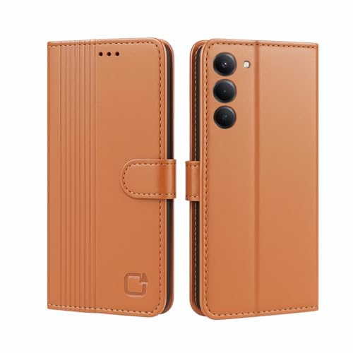 Image of AIBEX Shock Proof Flip Compatible for Redmi 15 5G Flip Cover Leather Finish | Inside TPU with Card Pockets | Wallet Stand | Complete Protection Flip Case- Brown