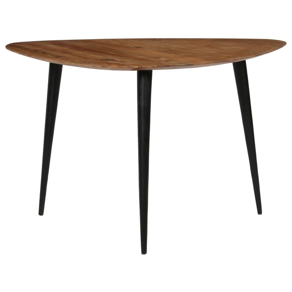 Juego de mesa de café de 3 piezas, madera de acacia, vintage, antigua, con patas de acero, 70 x 70 x 40 cm, 50 x 50 x 35 cm, 45 x 45 x 30 cm, triangular, ahorra espacio, hecha a mano, para