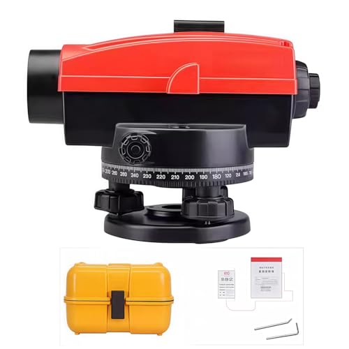 Poecuoa オートレベル 32倍 水平器 自動レベル レベル測定器 トランシット 測量器 金属製ケース 防水・防塵設計 距離計測器 土木 建築 測量用品(C,パッケージ1)