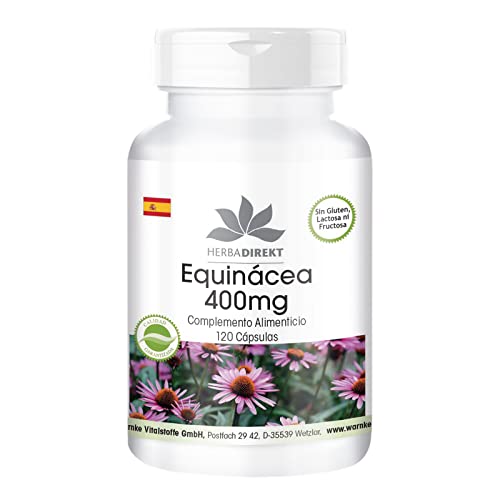 Equinácea 400mg – Echinacea purpurea – Altamente dosificada y vegana – 120 cápsulas | HERBADIREKT by Warnke Vitalstoffe - Calidad de farmacia alemana