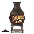 BALI OUTDOORS Wood Burning Chimenea, Outdoor Round Wooden Fire Pit Fireplace