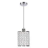 Cuaulans 1 Pack Modern Chrome Crystal Ceiling Pendant Lighting, Adjustable Pendant Light for Kitchen Dinning Room Bedroom