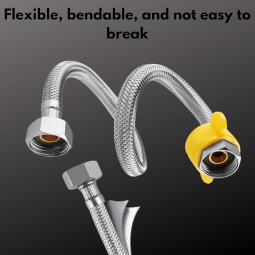 Image of Konvio Neer Heavy Duty Stainless Steel Connection Pipe for Water Heater Geyser and Wash Basin (Set of 1) | Flexible, Strong Build for Long-Lasting Use | 18 Inch, Silver