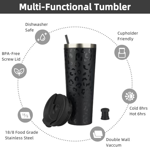 Image of BJPKPK 30 oz Coffee Tumbler with Straw, Insulated Stainless Steel Cup