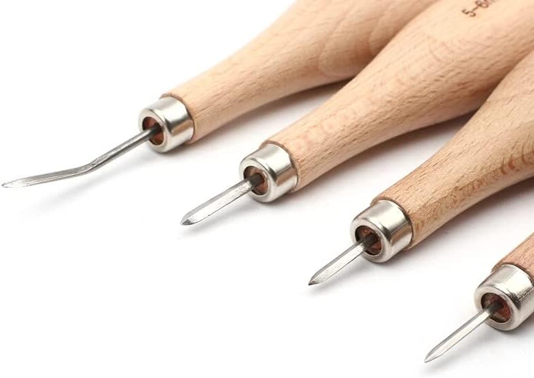 RORGETO 1PC Leather Sewing Shoes Wood Rhombus Handle Tool Awl 3/4/5-6mm Hand Stitching Taper Leather Needle Craft Sewing Tools - (Color: 3mm)
