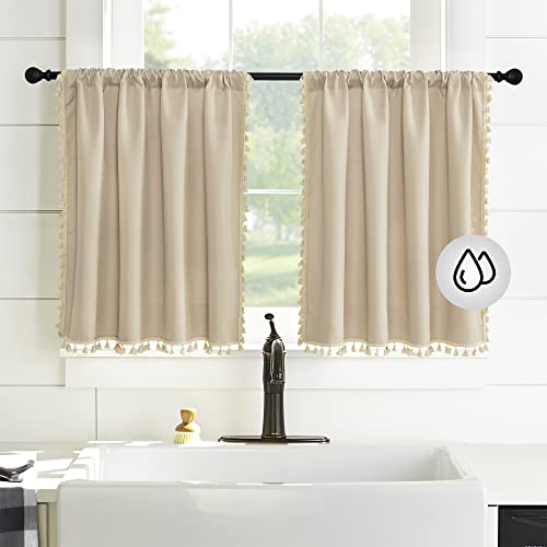 KGORGE Raumverdunkelungsvorhänge für kleine Fenster, solide Küchen-Vorhang, Privatsphäre, Volant, Paneele, rustikaler Stil, Heimdekoration für Café, Fenster, Bauernhaus, Schrank, 107 x 91 cm, 2 Stück Cover