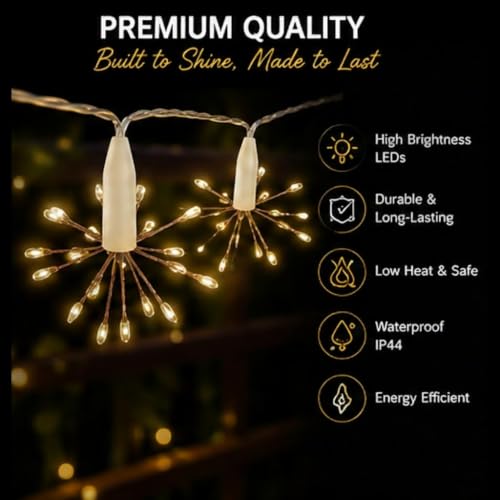 Image of Desidiya 12 Starburst Sparkle LED String Lights for Decoration Warm White