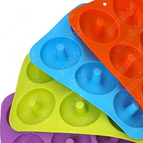 HOVUK® 1x Random Colour Silicone Doughnut Mould with 6 CavitiesNon-Stick Bakeware Mould, Flexible Baking Tray for Cakes, Biscuits, Bagels, Muffins, Size-26cm
