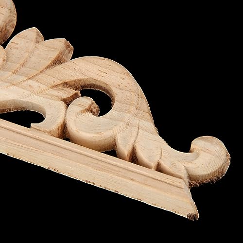 Aplique de esquina en madera tallada de 13x7 cm con diseño de flor hueca 6