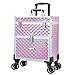 Kosmetikkoffer Trolley Kosmetik Trolley mit Schublade Make up Koffer Schminkkoffer Friseurkoffer mit Rollen Beauty Case Nagelkoffer Nageldesign Koffer,Rosa