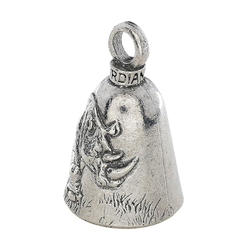 Image of Guardian Bell Rhino Good Luck Bell w /Keyring & Black Velvet Gift Bag | Motorcycle Bell | Lead-Free Pewter | Made in USA