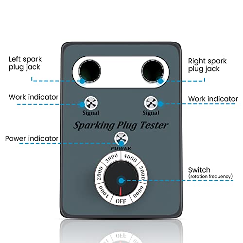 Spark Plug Tester, Vxscan Car Dual Holes Spark Tester With Adjustable Frequency, Ignition Coil Tool For 12V Gasoline Vehicles 11Mm Spark Plug #TOP6