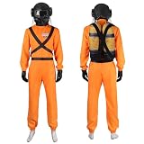Hryuiew Lethal Employee Company Costume Adult Men Orange Uniform Jumpsuit with Mask and Accessories Halloween Full Set (Orange, X-Large)
