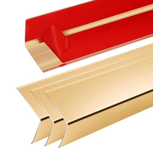 Image of 4Pcs 36 inch Metal Corner Protector, L-Molding Corner Guards for Walls, Cabinets, Baseboards, Furniture Decorative Trim, Size 36 inch x 2 inch (Gold,Pack of 4)