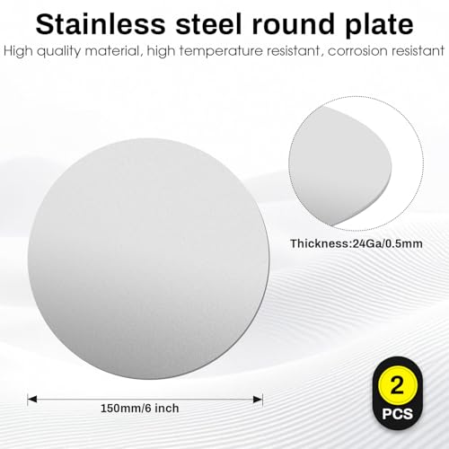 Uxney Edelstahlscheibe 150mm x 0,5mm, AISI 304 Rostfrei Metallplatte-Edelstahl Disc-Runde Edelstahlplatten für Modellbau, Schmuckherstellung, DIY Basteln (2 Stück)