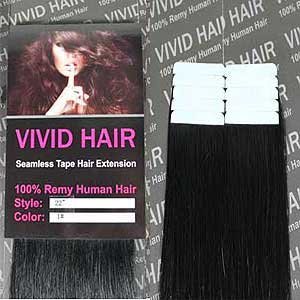 10 Pcs X 22" inches Remy Seamless Tape In Skin weft Human Hair Extensions Color #1 Jet Black