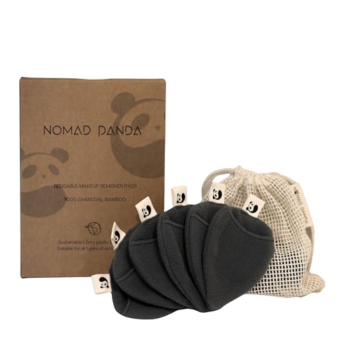 Nomad Panda lingette demaquillante lavable 100% bambou, 6 lingettes lavables, démaquillant visage et yeux, toner pads coton demaquillant