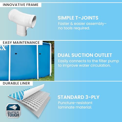INTEX Metal Frame 12 ft x 30 in Above Ground Pool Set, Round Swimming Pool with Steel Frame - Thumbnail 4