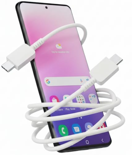 Image of 25W USB C to C Fast Charging Cable 3.3FT compatible with Samsung Galaxy S23 S22 S21 FE S20 A54 A34 A14 A15 M14 M34 F15 F14 Z Series - Original PD Rapid Charging (Black)