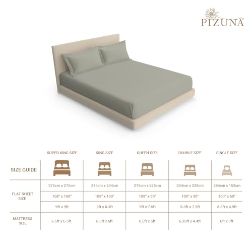 Image of Pizuna 100% Cotton Bedsheet Super King Size Silver, 800 Thread Count Long Staple Combed Cotton Flat Bedsheets 108x108 Inches with 4 Pillow Covers, Bed Sheet for Super King Size Bed