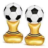 CGIYYAR 2PCS Giant Soccer Trophy Balloons, Self Standing Foil Balloons for Soccer Birthday Decorations, Sports Theme Party Supplies, Game Day Decorations, World Cup Party Balloon Set (Black)
