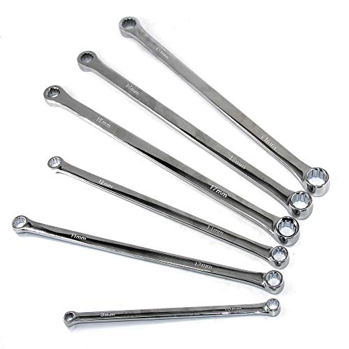 MacWork Extra Long Box End Wrench Set, Metric Combination Durable Aviation Spanner 6PCS CRV 8mm - 21mm