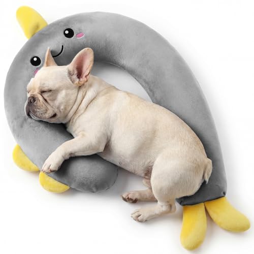 Losape Dog Calming Pillow Soft Pet Pillows for Small Dogs and Cats Washable Fluffy Cozy Sleep Dog Neck Pillow Dog Bed Pillow for Senior Pup Puppy Kitten(M Gray)