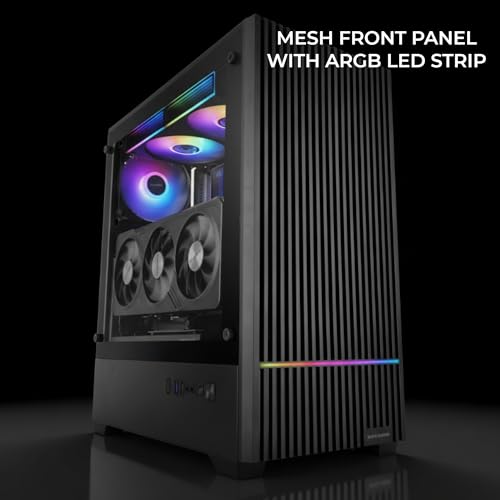 Mars Gaming MC-Quantum, Gabinete para PC Gaming ATX, Frente de malla con tiras LED ARGB, Vidrio templado lateral completo, 4 ventiladores FDB de 120 mm, soporte para refrigeración líquida hasta 240 mm, USB-C, Negro miniatura 2