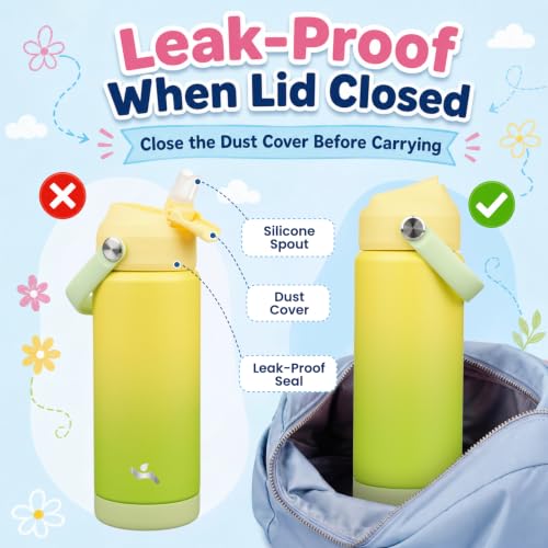 Image of Konokyo 18 oz Insulated Stainless Steel Sports Water Bottle with Straw Lid