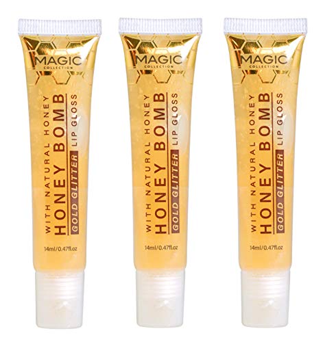 Feel Foxy Honey Bomb Gold Glitter Lip Gloss 3 Count