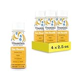 Vitaminis - Gut Health Shot - Berry Banana Juice with Probiotics and Fiber for Digestive Health. Dairy Free, No Added Sugar, Shelf Stable, & Gentle for Kids, Women, & Men (2.5 Fl. Oz, Pack of 4)
