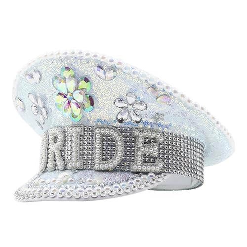 Casquette capitaine femme avec strass chapeau de bal et scène haute brillance
