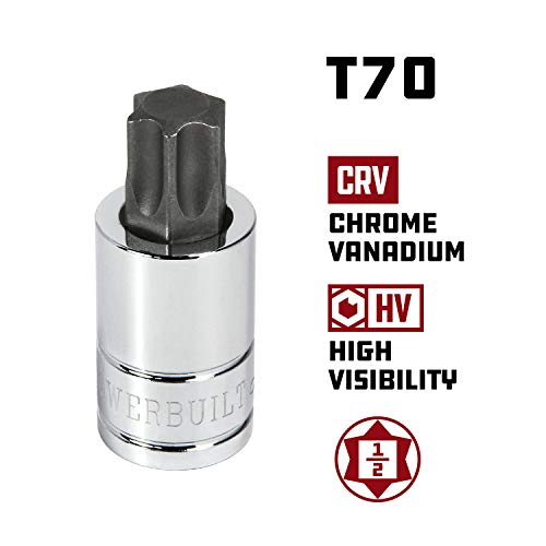 Powerbuilt T-70 Star Bit Socket, 1/2 Inch Drive, Torx, High Visibility Size Marking - 940363 #TOP1