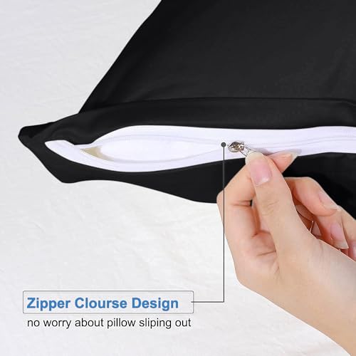 Image of Comfort Beddings Pack of 2 Travel Pillowcases 12x16 Premium 100% Cotton Blend Black Travel Pillow Case Zipper Closure, Super Soft and Cozy Travel Pillow Covers (Size-12x16, Black)