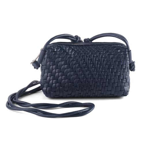 Crossbody Bag For Women Hand Woven Vegan Leather Zip Small Crossbody Bags Shoulder Bag Sling Cross Body Phone Purse