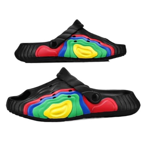 Zapatillas de verano tipo sandalias unisex arcoíris con punta abierta y doble uso