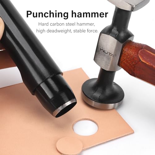 Image of WUTA Leather Hammer Double Head Cobblers Hammer Mirror Polishing Carbon Steel Mallet for Professional Leather Craft Tool (gen 2)