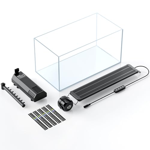 Pawfly 5 Gallon Fish Tank Ultra Clear Rimless Glass Aquarium Kit with Extendable LED Light Internal...